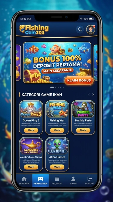 Tampilan antarmuka aplikasi Coin303 yang sederhana dan bersih.